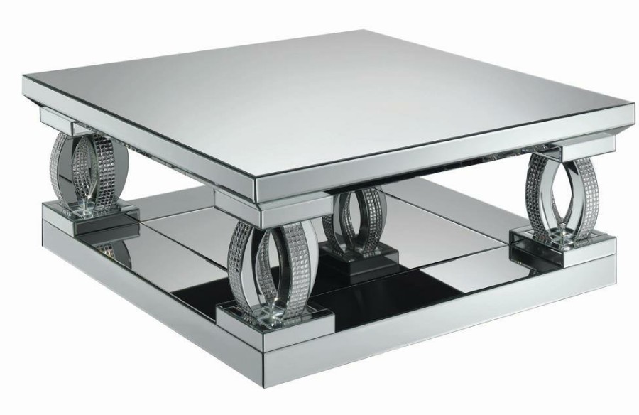 Living Room Coaster Z2 Premium | G722518 Contemporary Silver Mirrored Coffee Table