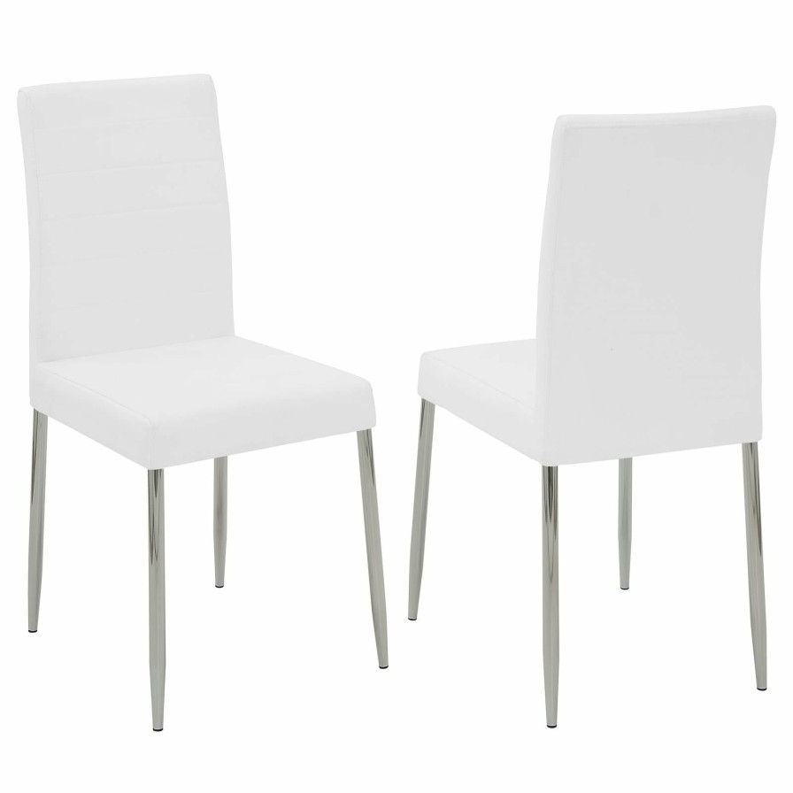 Dining Room Coaster Z2 Premium | Vance White And Chrome Dining Chair