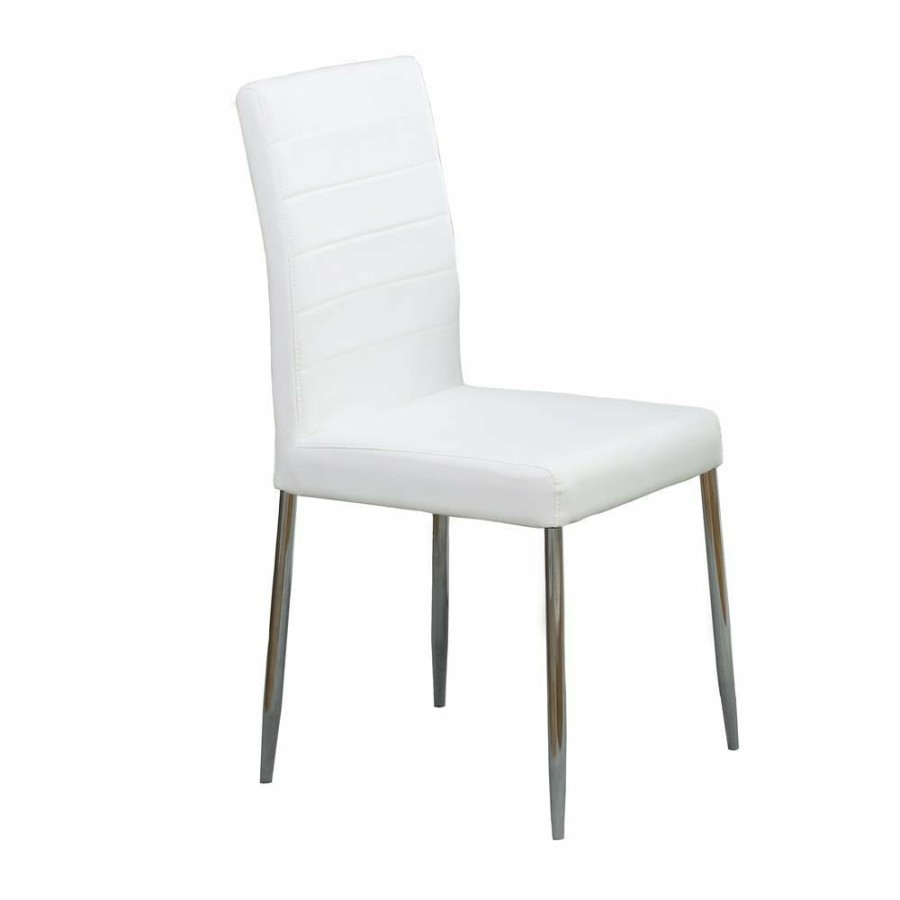 Dining Room Coaster Z2 Premium | Vance White And Chrome Dining Chair