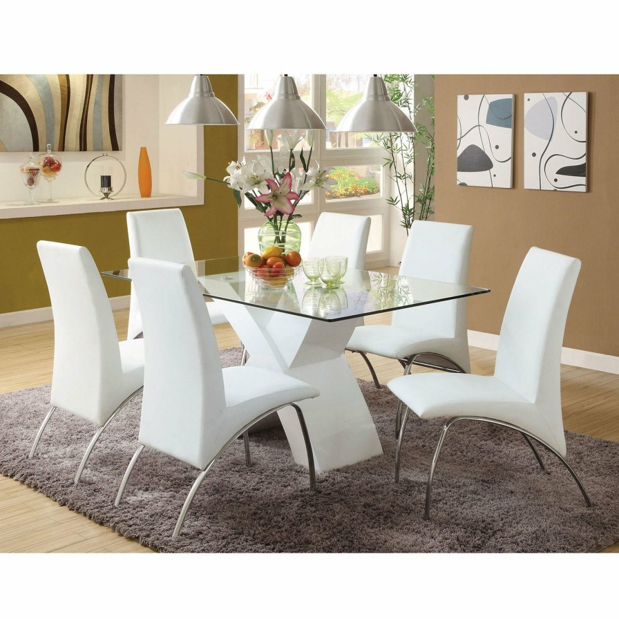 Dining Room FOA East | Wailoa White 7 Pc. Dining Table Set