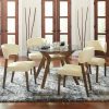 Dining Room Coaster Z2 Premium | Paxton Mid Century Modern Nutmeg Glass Dining Table