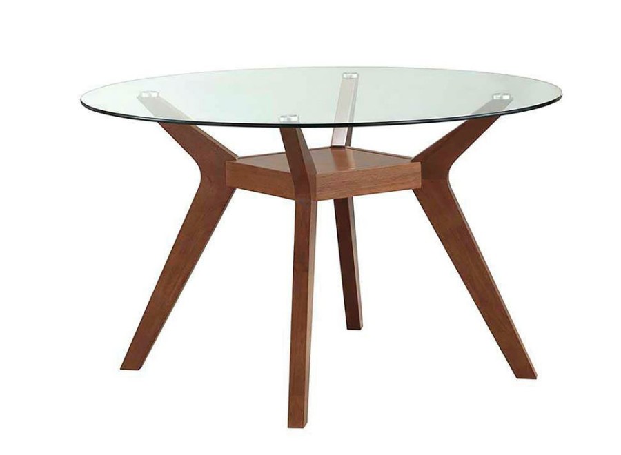 Dining Room Coaster Z2 Premium | Paxton Mid Century Modern Nutmeg Glass Dining Table