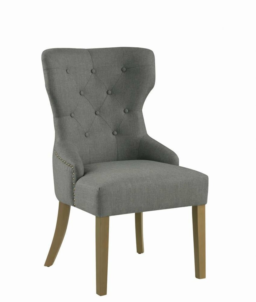 Dining Room Coaster Z2 Premium | Modern Grey And Natural Tufted Dining Chair