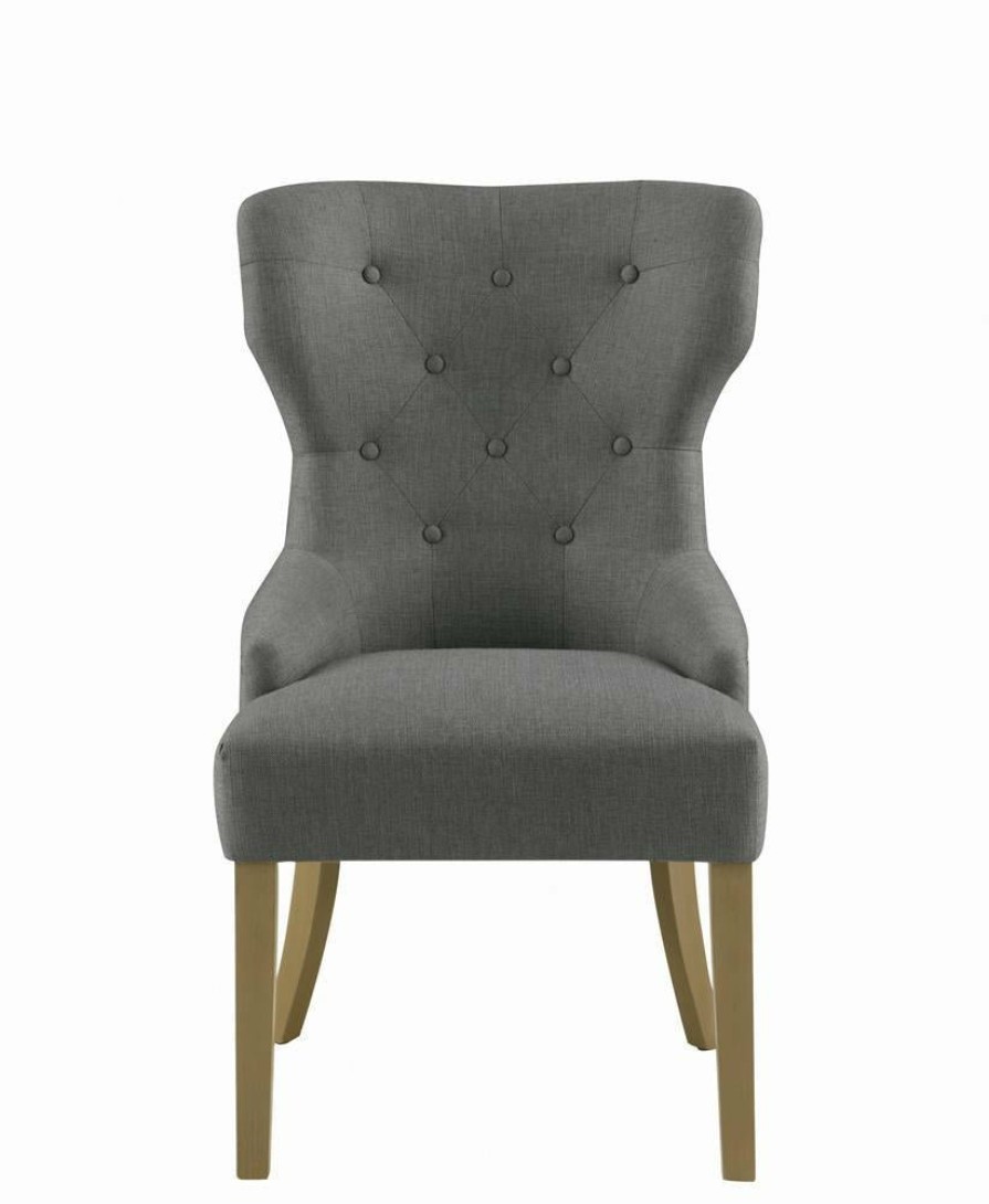 Dining Room Coaster Z2 Premium | Modern Grey And Natural Tufted Dining Chair