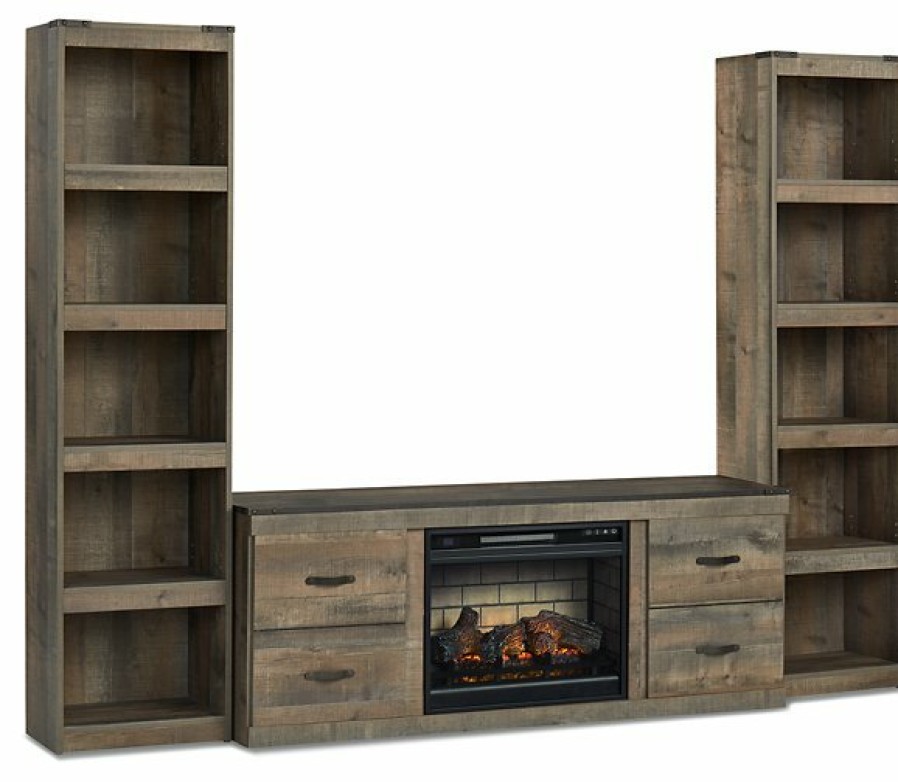 Entertainment Ashley Furniture | Trinell 3-Piece Entertainment Center With Electric Fireplace