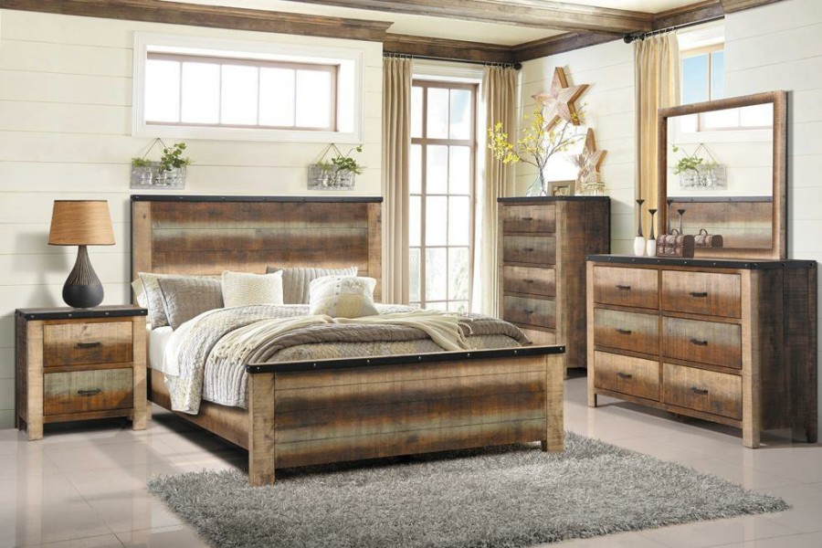 Bedroom Coaster Z2 Premium | Sembene Bedroom Rustic Antique Multi Color Eastern King Five Piece Set