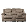 Living Room Homelegance (Homerica East) | Homelegance Furniture Bastrop Double Glider Reclining Loveseat In Brown 8230Fbr-2