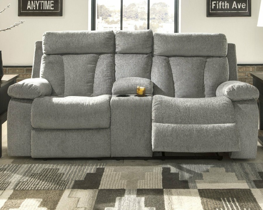 Living Room Ashley Furniture | Mitchiner Reclining Loveseat With Console