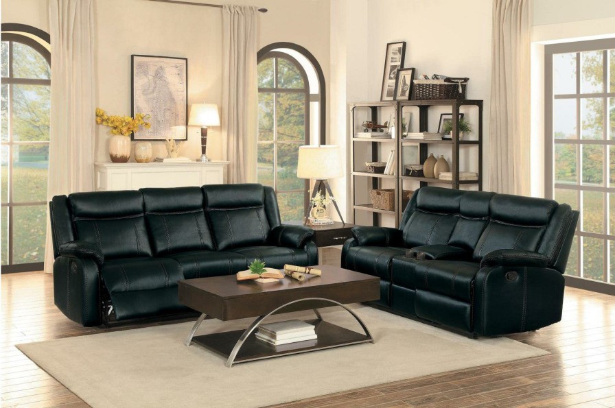 Living Room Homelegance (Homerica East) | Homelegance Furniture Jude Double Glider Recliner Sofa In Black 8201Blk-3