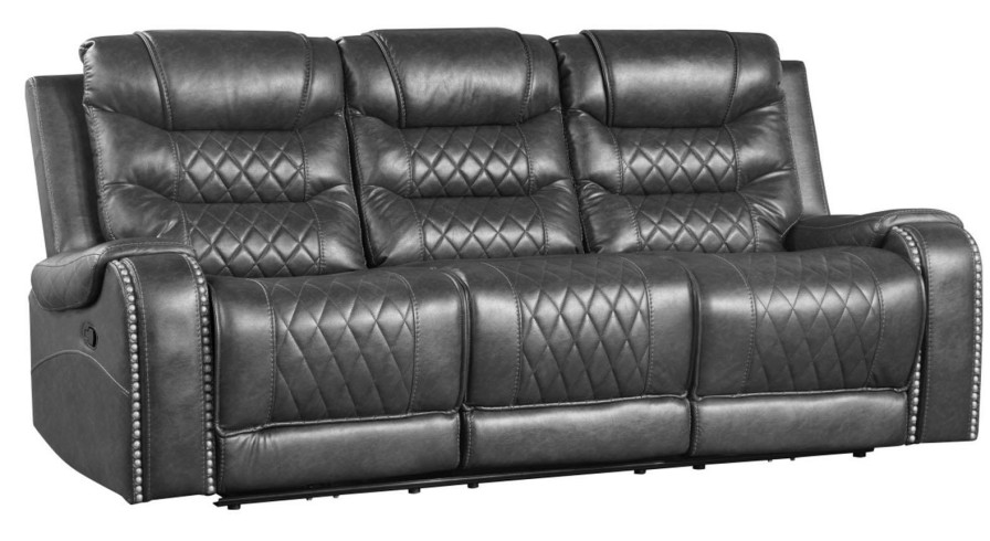 Living Room Homelegance (Homerica East) | Homelegance Furniture Putnam Double Reclining Sofa With Drop-Down In Gray 9405Gy-3