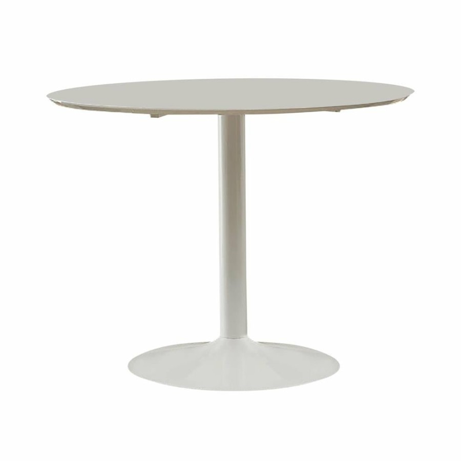 Dining Room Coaster Z2 Premium | Lowry Mid Century Modern White Round Dining Table