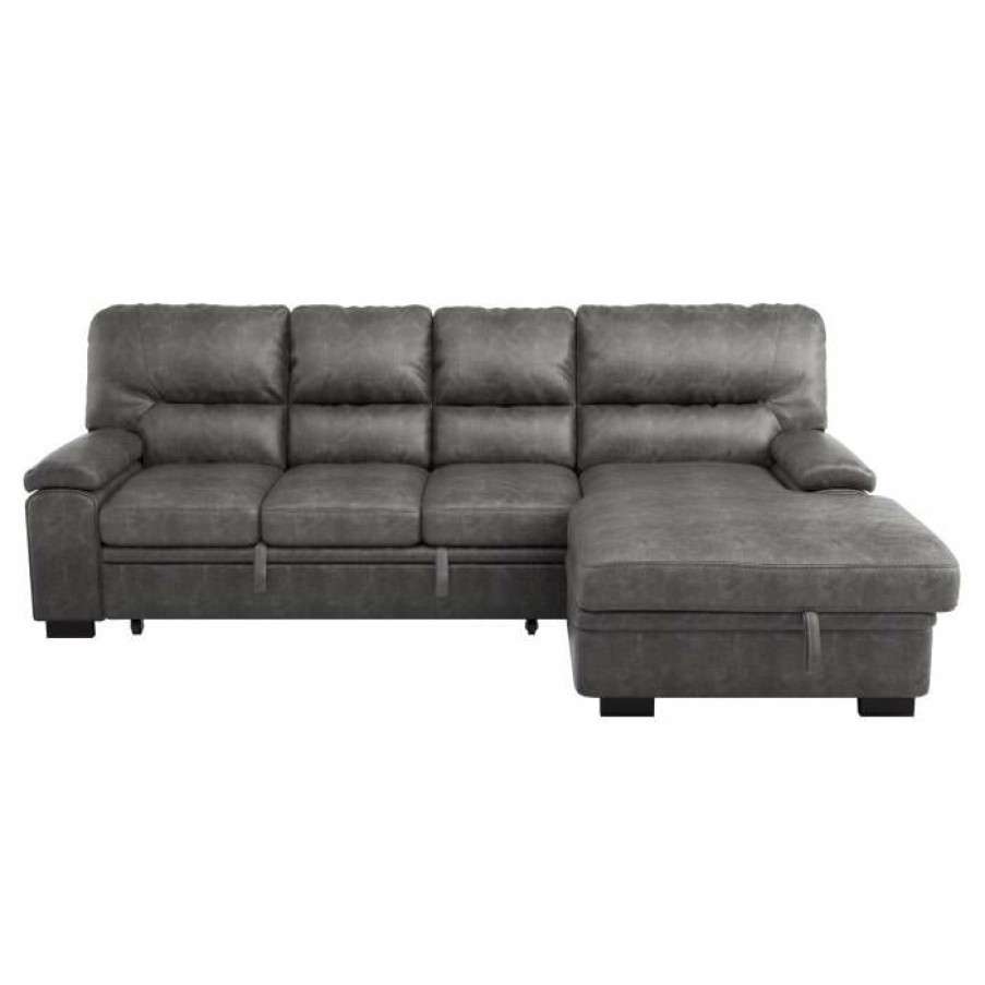 Living Room Homelegance (Homerica East) | Homelegance Furniture Michigan Sectional With Pull Out Bed And Right Chaise In Dark Gray