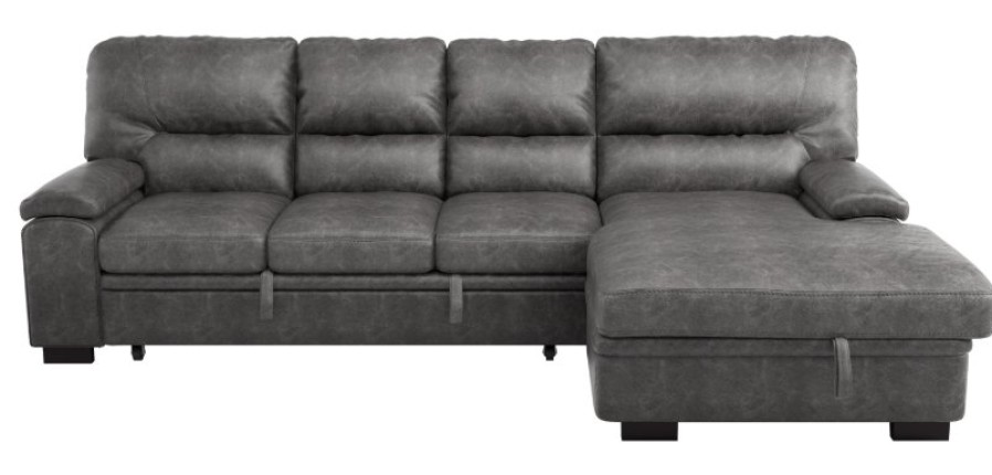 Living Room Homelegance (Homerica East) | Homelegance Furniture Michigan Sectional With Pull Out Bed And Right Chaise In Dark Gray