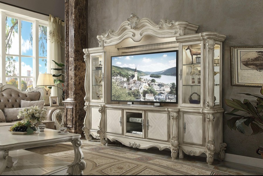 Entertainment ACME | Versailles Bone White Entertainment Center (Side Piers & Bridge)