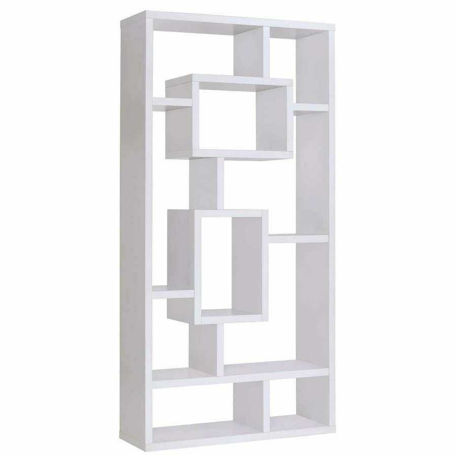 Home Office Coaster Z2 Premium | Geometric Cube White Bookcase