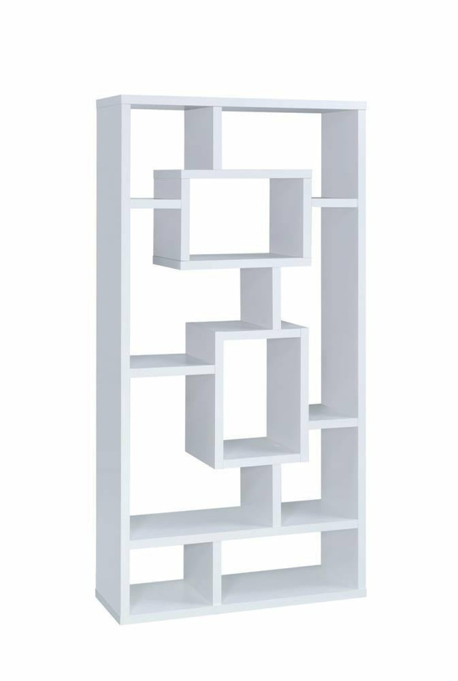 Home Office Coaster Z2 Premium | Geometric Cube White Bookcase