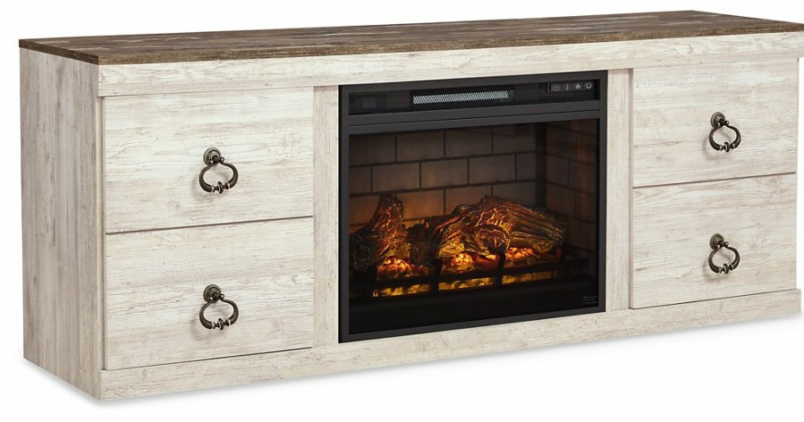 Entertainment Ashley Furniture | Willowton Tv Stand With Electric Fireplace