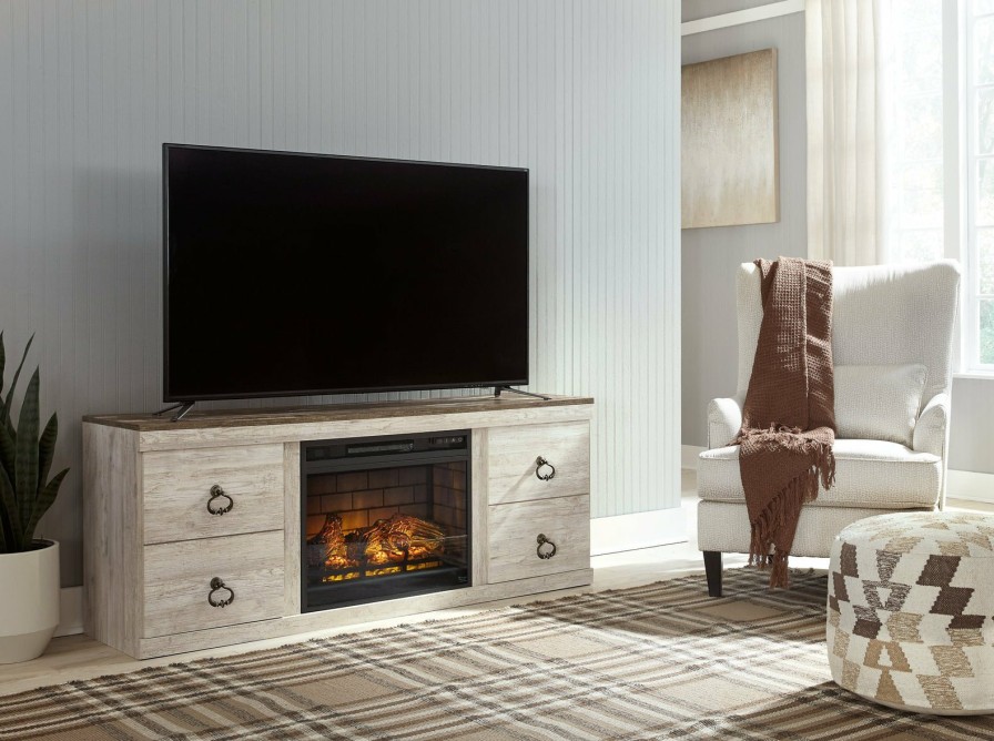 Entertainment Ashley Furniture | Willowton Tv Stand With Electric Fireplace