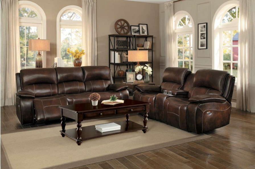 Living Room Homelegance (Homerica East) | Homelegance Furniture Mahala Double Reclining Sofa In Brown 8200Brw-3