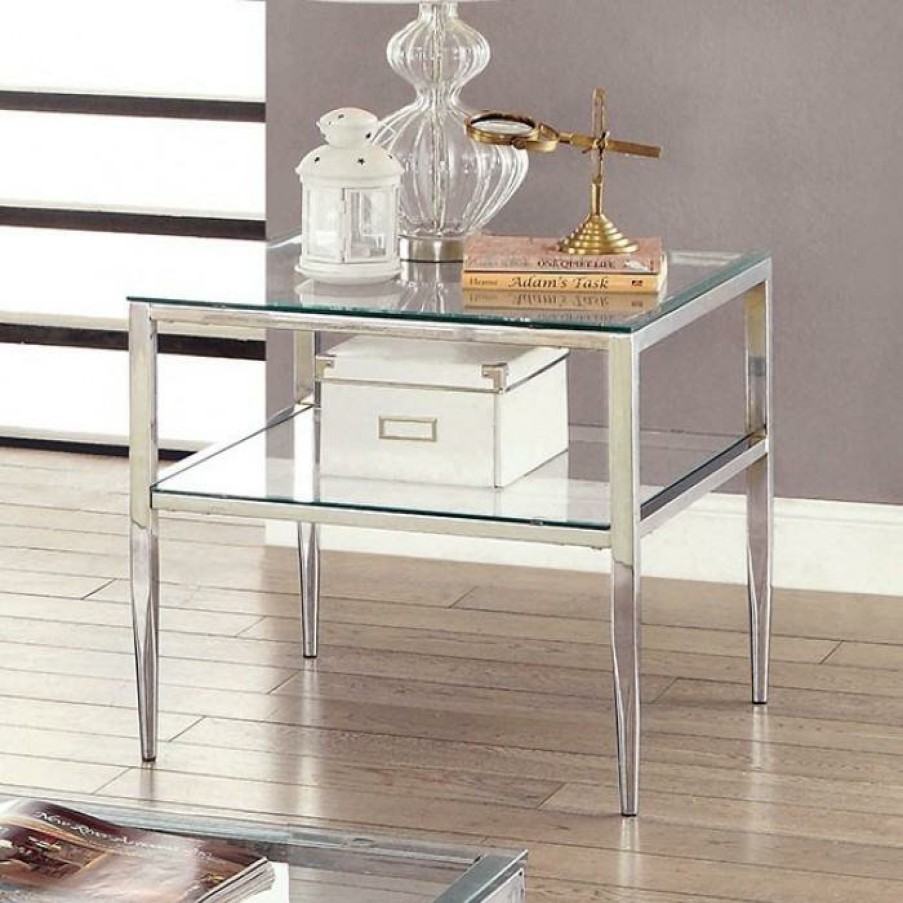 Living Room FOA East | Tanika Chrome End Table, Chrome