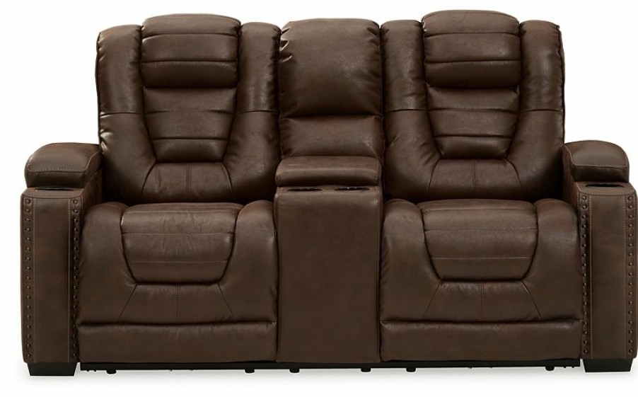 Living Room Ashley Furniture | Owner'S Box Power Reclining Loveseat With Console