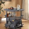 Dining Room ACME | Cargo Antique Walnut & Gunmetal Serving Cart