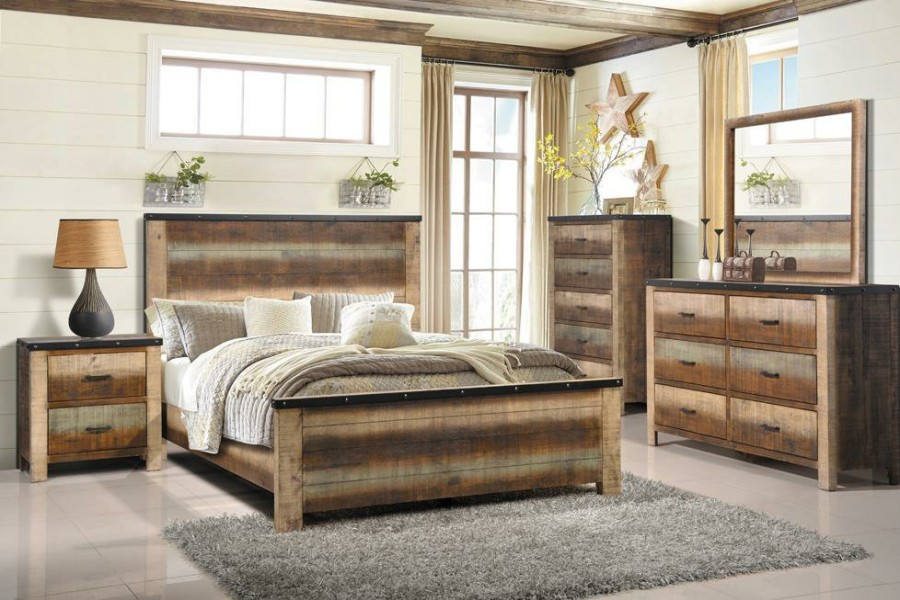 Bedroom Coaster Z2 Premium | Sembene Bedroom Rustic Antique Multi Color Queen Four Piece Set