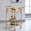 Dining Room ACME East | Lakelyn Rose Gold & Clear Glass Serving Cart