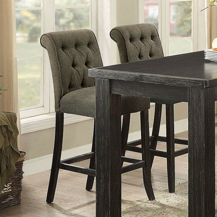 Dining Room FOA East | Sania Iii Gray/Antique Black Bar. Chair, Gray (2/Ctn)