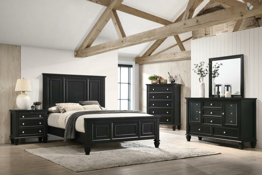 Bedroom Coaster Z2 Premium | G201321Q S5 Sandy Beach Black Queen Five Piece Bedroom Set