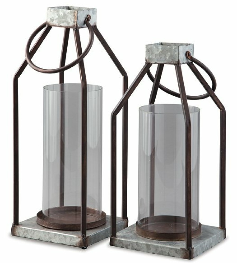 Accessories Ashley Furniture | Diedrick Lantern (Set Of 2)