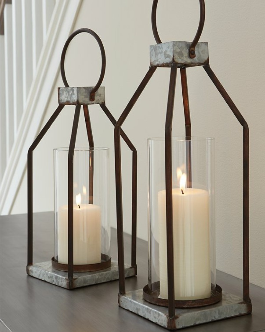 Accessories Ashley Furniture | Diedrick Lantern (Set Of 2)