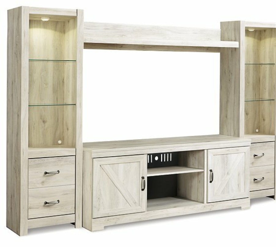 Entertainment Ashley Furniture | Bellaby 4-Piece Entertainment Center