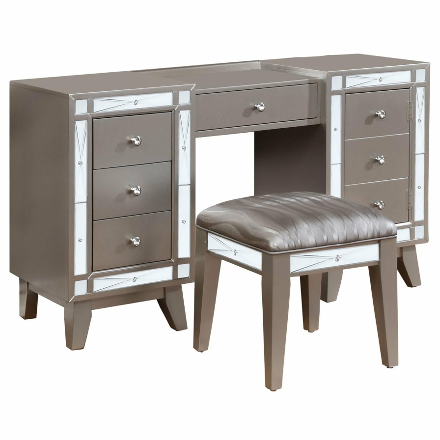 Home Office Coaster Z2 Premium | Leighton Contemporary Vanity Desk And Stool