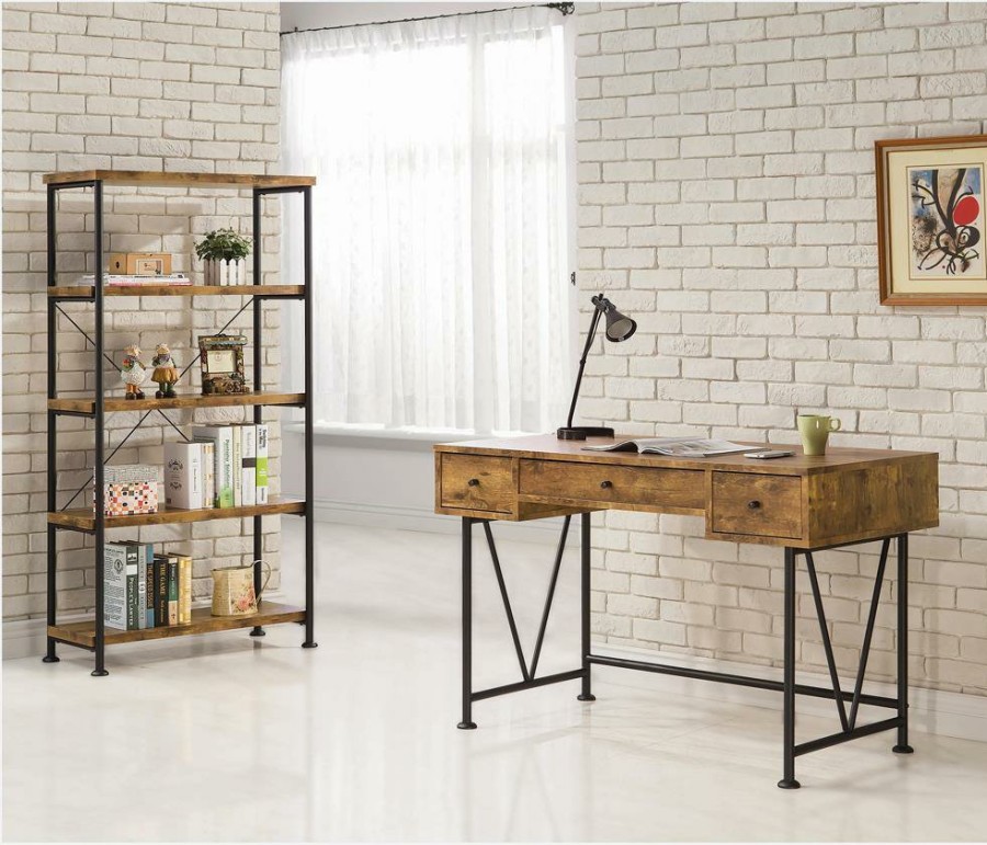 Home Office Coaster Z2 Premium | Barritt Industrial Antique Nutmeg Bookcase