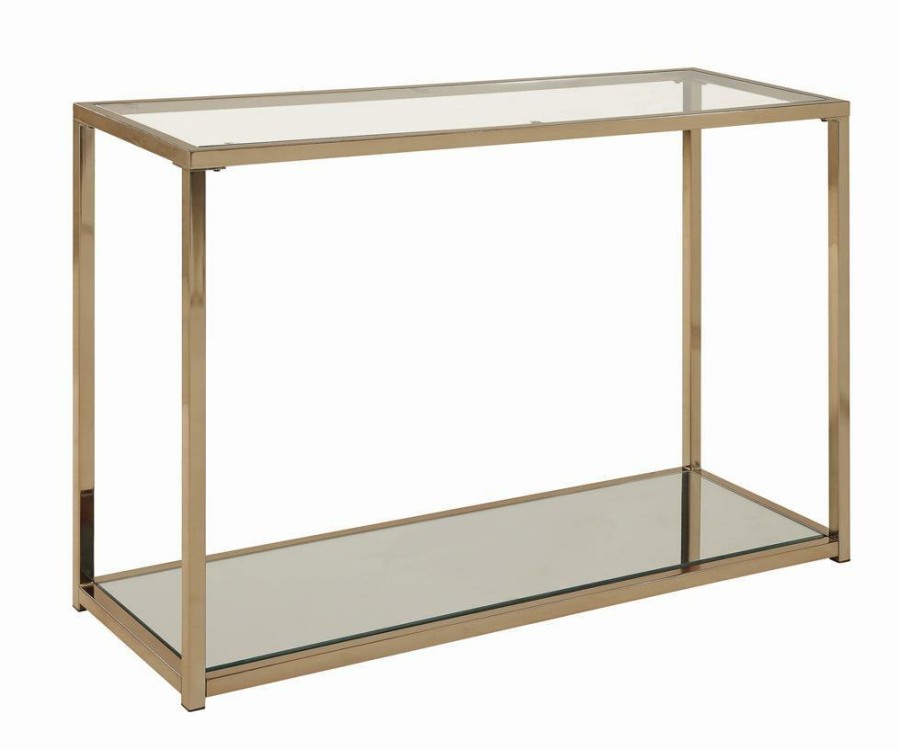 Living Room Coaster Z2 Premium | Calantha Modern Chocolate Chrome Sofa Table