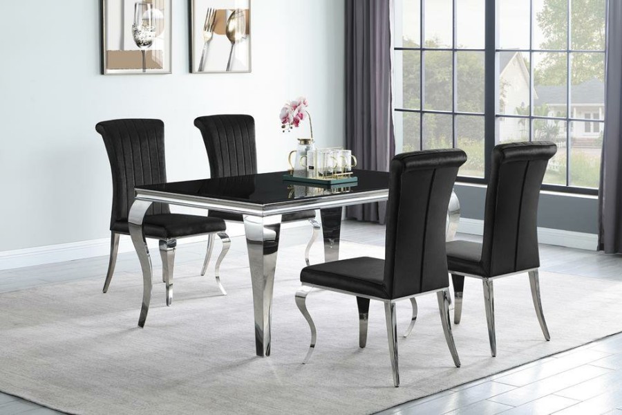 Dining Room Coaster Z2 Premium | Barzini Dining Contemporary Black Dining Table