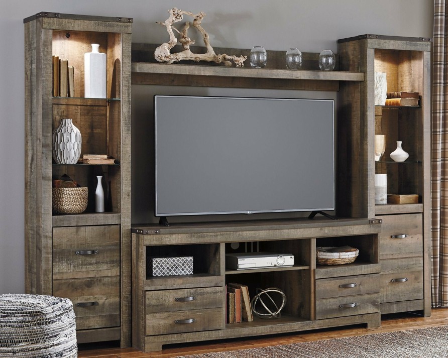 Entertainment Ashley Furniture | Trinell 4-Piece Entertainment Center