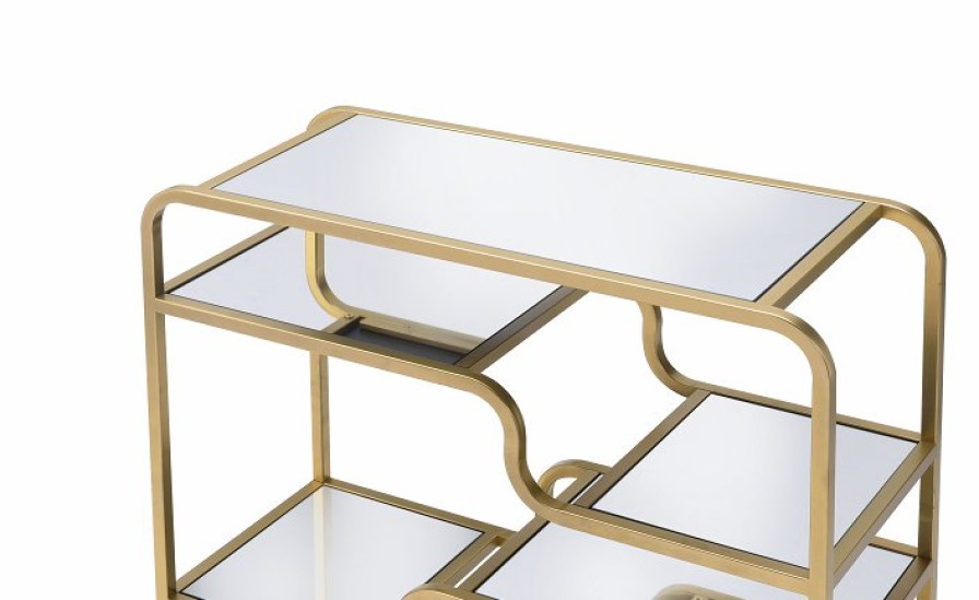 Living Room ACME | Astrid Gold & Mirror Sofa Table