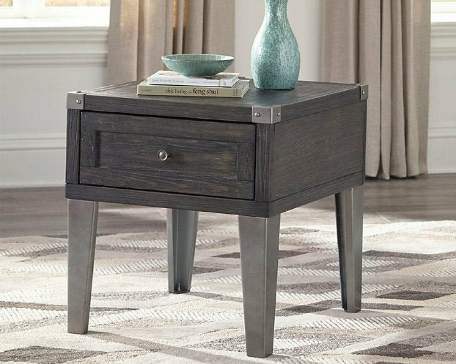 Living Room Ashley Furniture | Todoe End Table With Usb Ports & Outlets