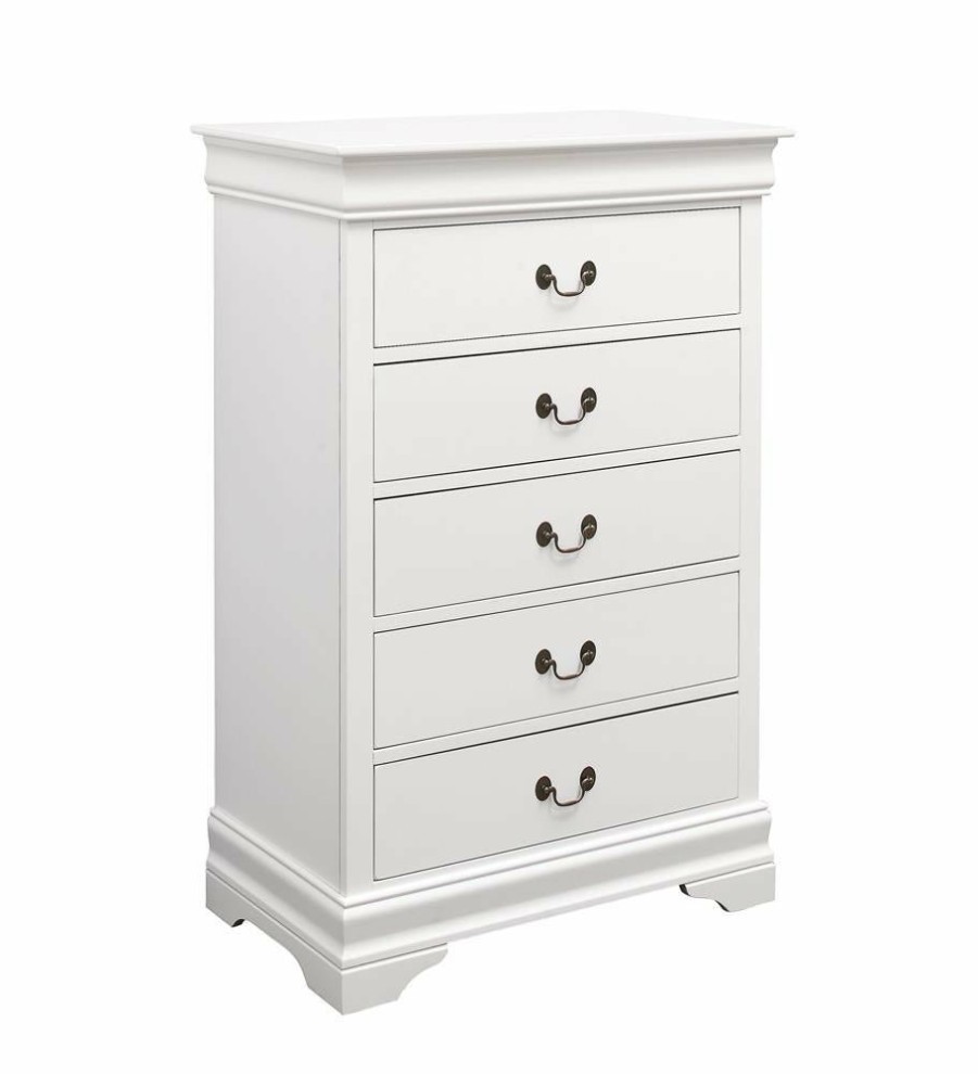 Bedroom Coaster Z2 Premium | Louis Philippe White Five Drawer Chest