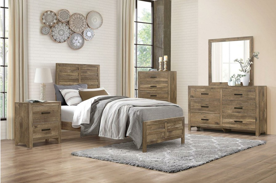 Bedroom Homelegance (Homerica East) | Homelegance Furniture Mandan 6 Drawer Dresser In Weathered Pine 1910-5