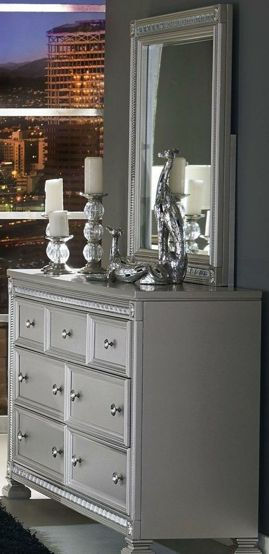 Bedroom Homelegance (Homerica East) | Homelegance Bevelle 7 Drawer Dresser In Silver 1958-5