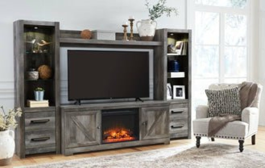 Entertainment Ashley Furniture | Wynnlow 4-Piece Entertainment Center With Electric Fireplace