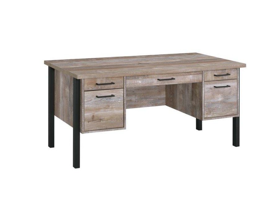 Home Office Coaster Z2 Premium | Samson Rustic Weathered Oak Office Desk