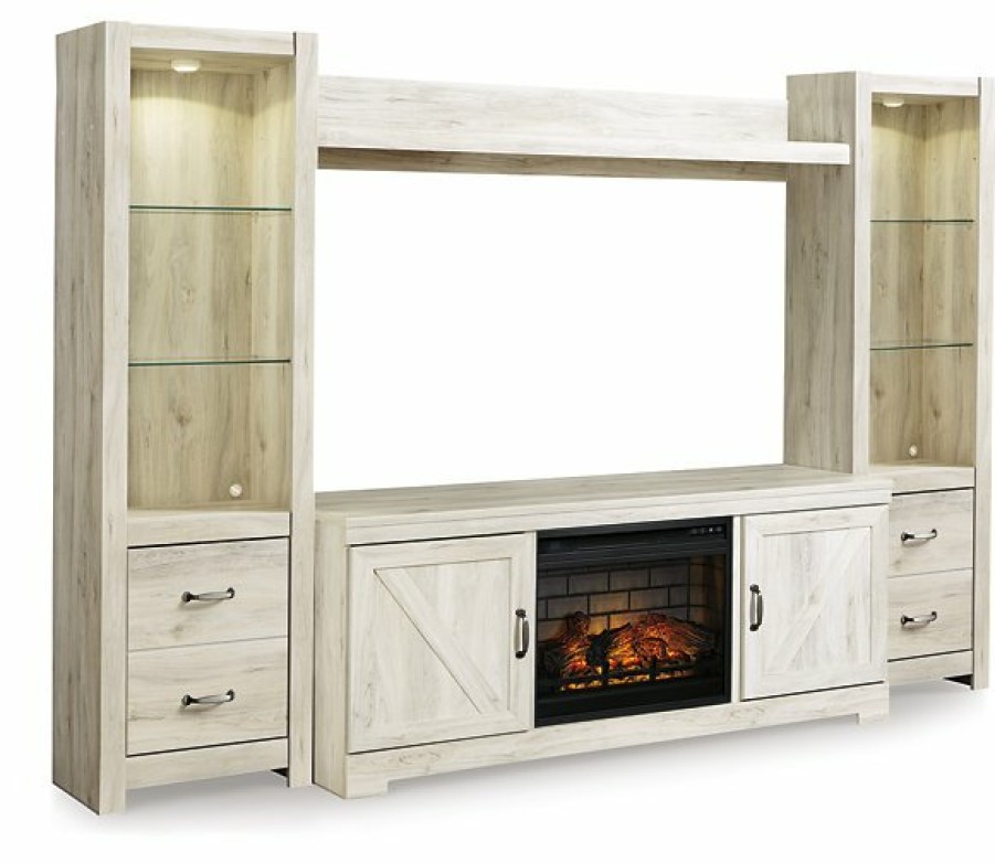 Entertainment Ashley Furniture | Bellaby 4-Piece Entertainment Center With Electric Fireplace