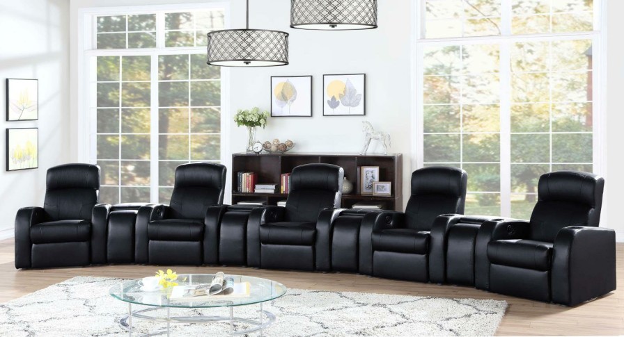 Living Room Coaster Z2 Premium | 600001 S5A 9 Pc 5 Seater Home Theater