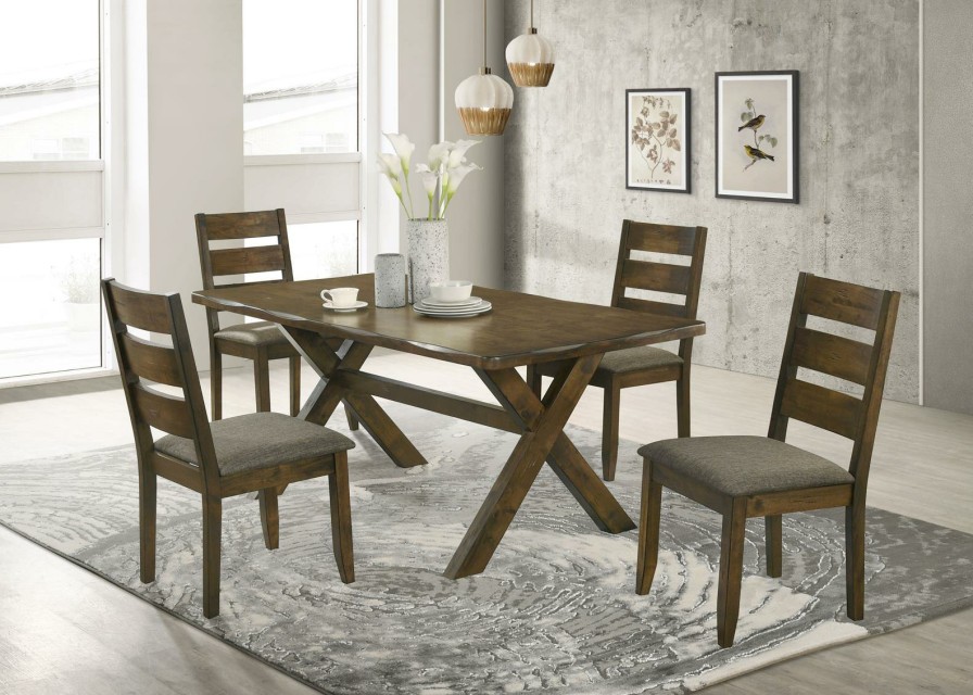 Dining Room Coaster Z2 Premium | Alston Rustic Trestle Five Piece Dining Set