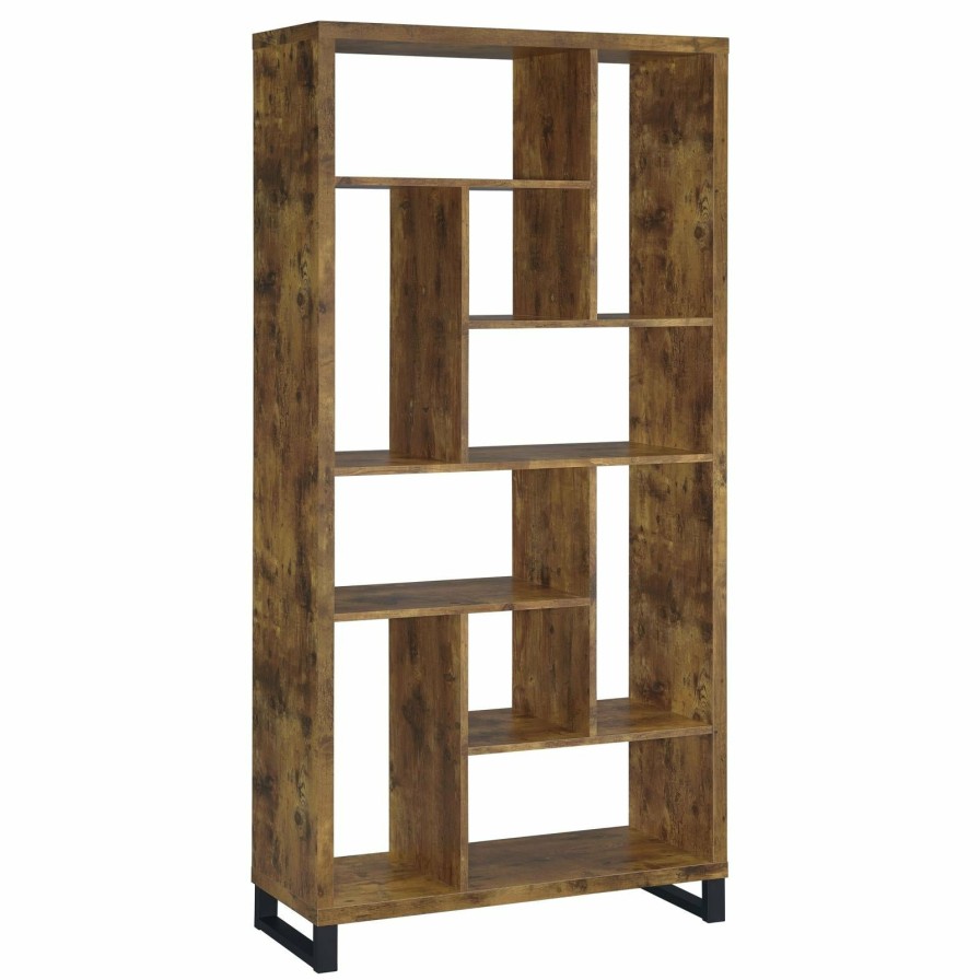 Home Office Coaster Z2 Premium | Rustic Antique Nutmeg Bookcase