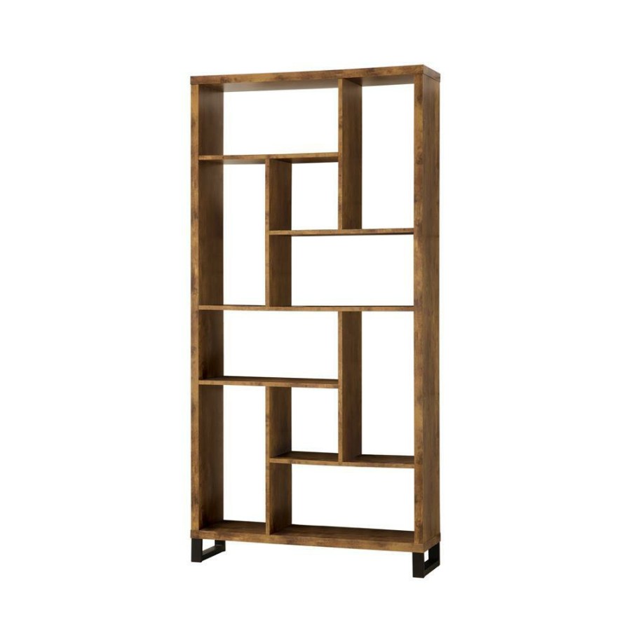 Home Office Coaster Z2 Premium | Rustic Antique Nutmeg Bookcase